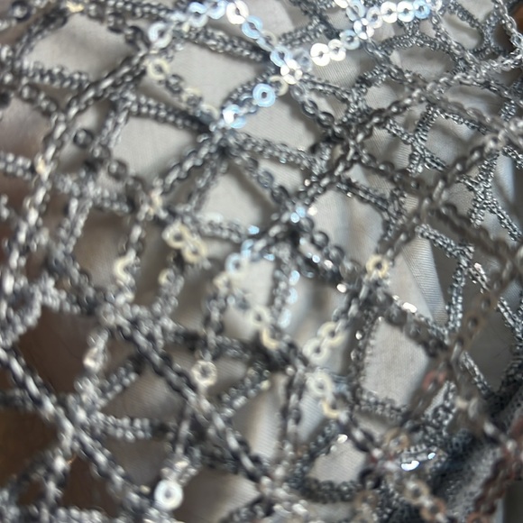 For Love & Lemon’s Fawn long sleeve silver sparkling fishnet dress NWT - Picture 7 of 11